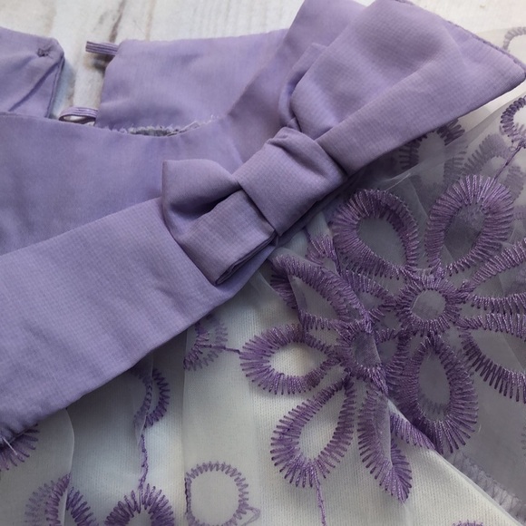 NWT SELF ESTEEM Sheer Layered Top Embroidered Purple Floral Puff Sleeve Girls 5 - Picture 6 of 15